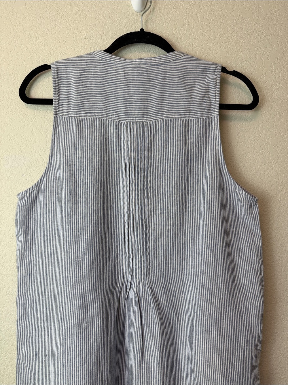 Faherty 100% Linen Sleeveless Blue-Striped Cotton Tunic Dress Size Medium - Picture 5 of 10